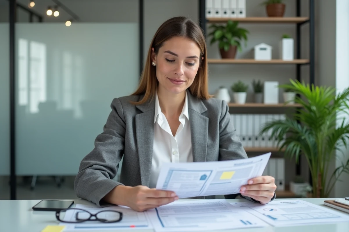 Agent immobilière vérifiant les diagnostics techniques obligatoires pour une mise en location