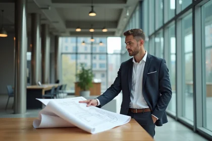 Architecte moderne dans un espace urbain intérieur