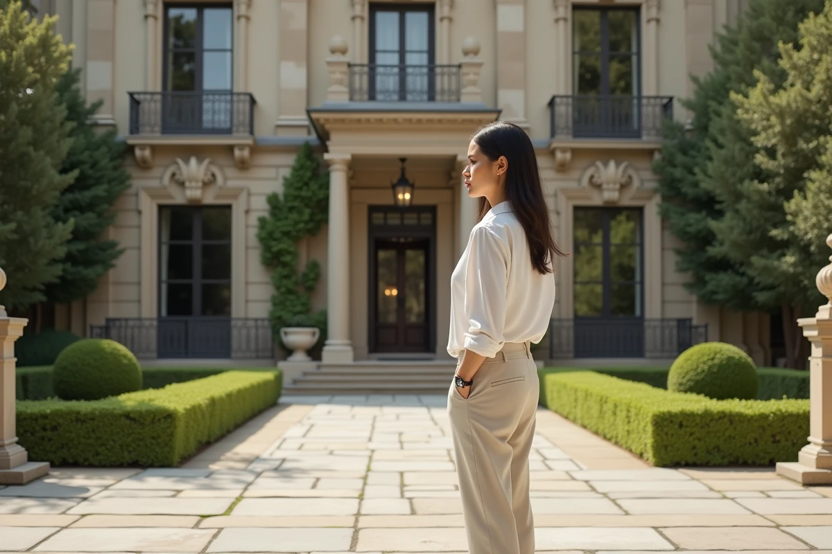 Architecte sur terrasse devant une mansion Belle Époque