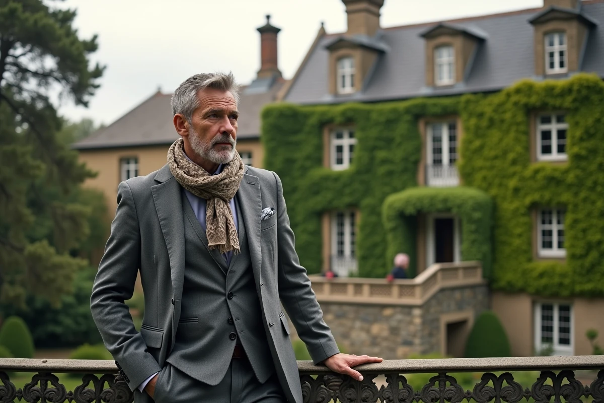 Consultant immobilier regarde une maison dans un jardin luxuriant