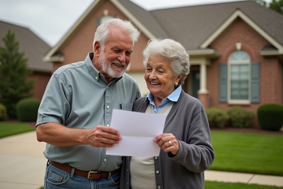 Couple age examinent une lettre d