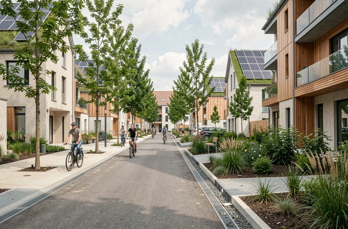 Écoquartier de l'Arsenal à Dijon avec aménagement urbain durable et mobilités douces