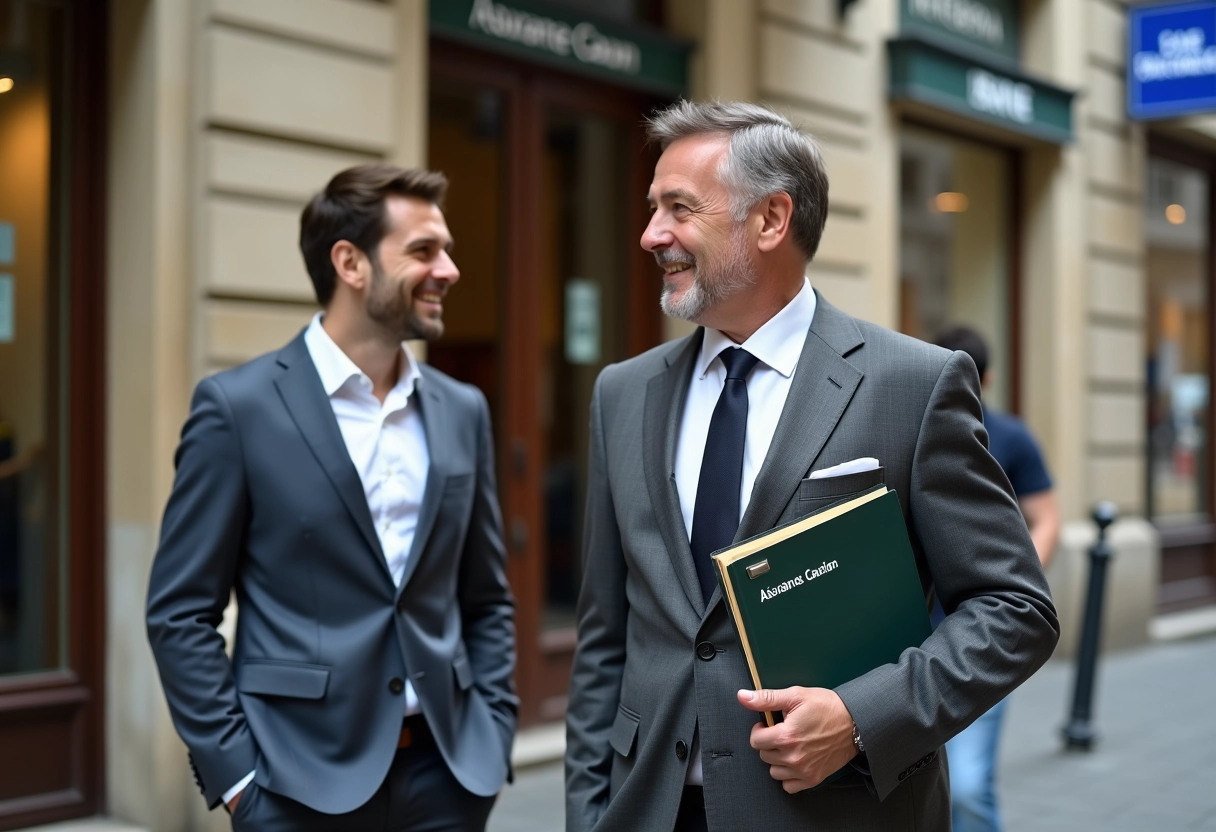 Homme d affaires parlant avec un client