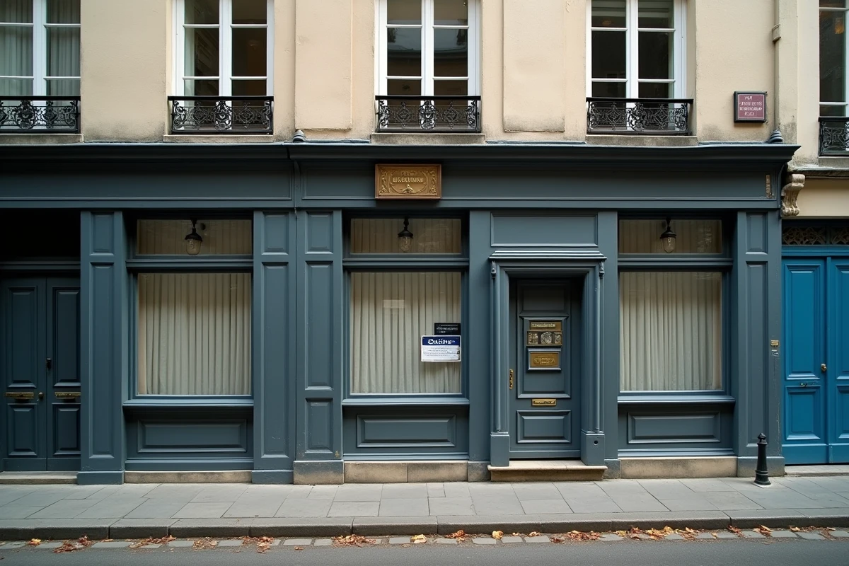 Immeuble haussmannien parisien avec appartements vacants aux volets fermés, contexte de la fiscalité sur les logements inoccupés
