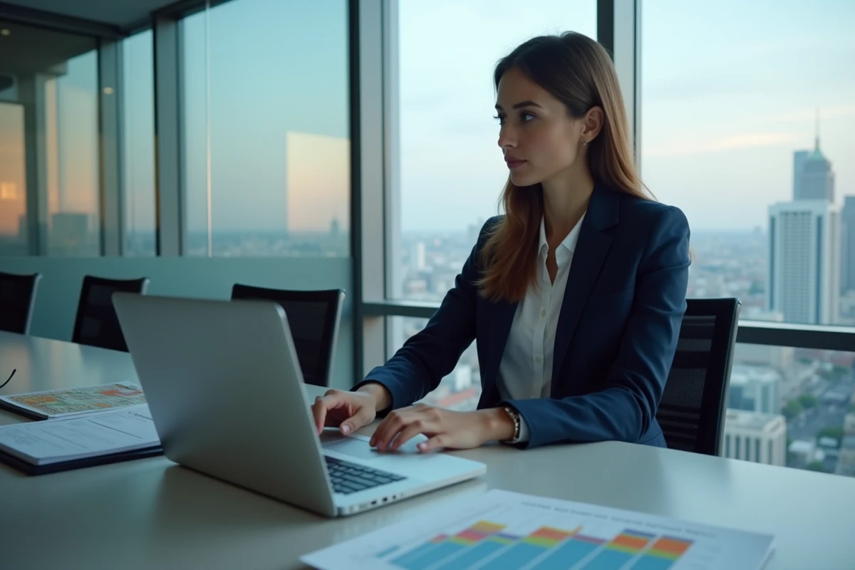 Jeune femme professionnelle travaillant sur un graphique dans un bureau