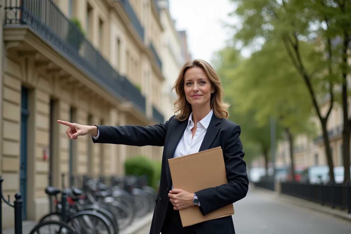 Mère investisseur devant un immeuble parisien acquis via une SCI familiale